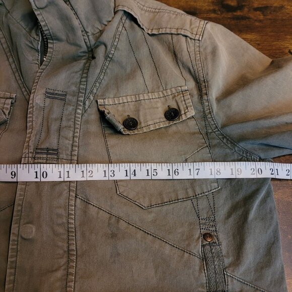 Vtg Outpost Makers Utility Military Jacket M Vtg Grunge Wash 90's Y2K Ripped - Picture 11 of 15